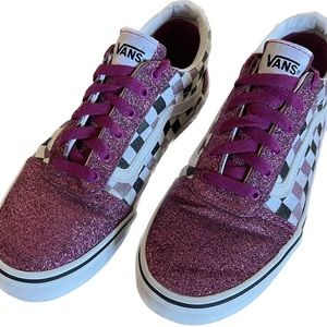 Vans old school lace up purple glitter
